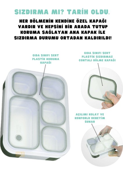 Bento 1000ML Lunchbox Yeni Koleksiyon Tek Katlı 5 Bölmeli Çelik Sefer Tası Yemek Kutusu modelleri