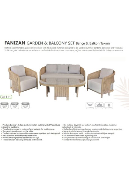 Fanizan Bahçe ve Balkon Takımı (3+1+1)