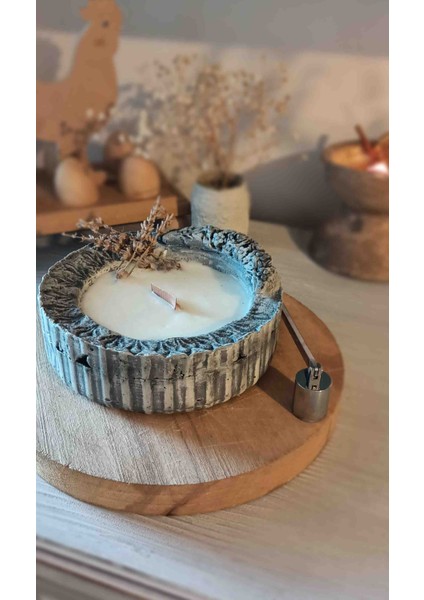 Bohemmum Özel Seri Tasarım Soya Wax Mum/ 200CC / Lavanta Kokulu Mum / Hediyelik Beton Tasarım Mum fırsatları