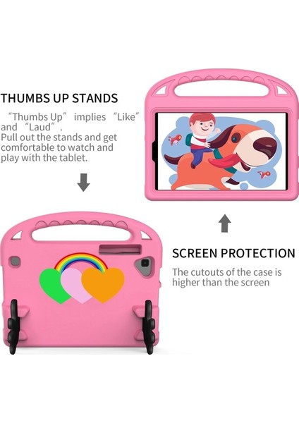 Huawei Matepad 10.4 2022 Için Aşk Kalp Desen Eva Tablet Anti-Damla Kılıfı Palmiye Şekli Stand Kapak Kavrama Saplı-Pembe (Yurt Dışından) modelleri