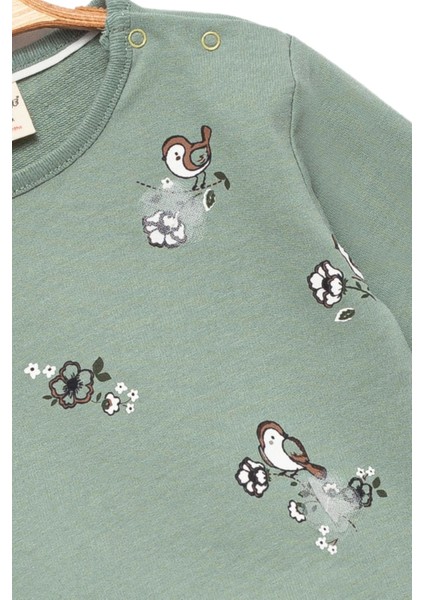 Kız Bebek %100 Pamuk Yeşil Sweatshirt - Kız Bebek Giyim