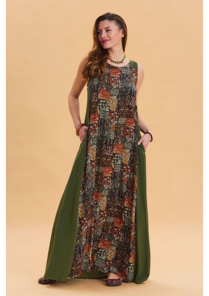 Bisiklet Yaka Cep Detaylı Salaş Elbise