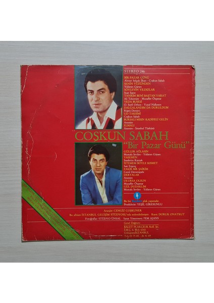 - Bir Pazar Günü - 1982 - Dönem Baskı Plak - Longplay - Lp