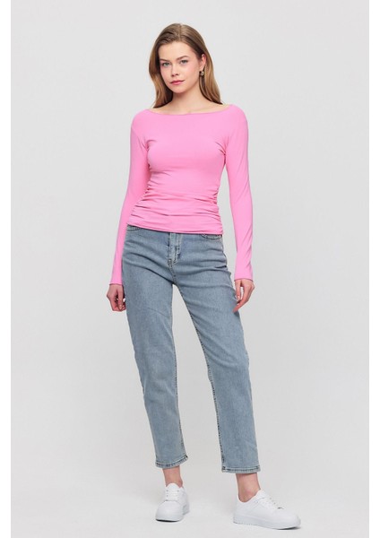 3027 Yanları Büzgülü Bluz Pembe