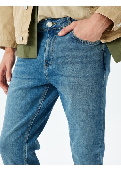 Normal Bel Cepli Pamuklu Skinny Fit Kot Pantolon - Michael Jean