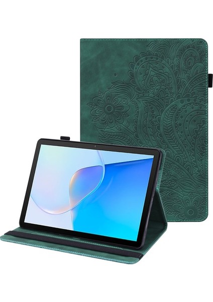 Huawei Matepad Se Için 10.4 Inç Çiçek Baskı Tablet Kapak Katlanabilir Stand Pu Deri Kart Tutucu Damla Geçirmez Kılıf-Gül Altın (Yurt Dışından)