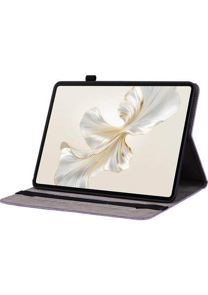 Honor Pad 9 Kılıf Kart Tutuculu Gül Çiçek Baskılı Deri Koruyucu Kapak-Mor (Yurt Dışından) modelleri
