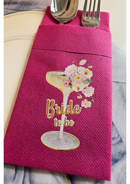 Fuşya Kumaş Dokulu Bride To Be Bride Parti Peçetesi Fuşya Peçete 6'lı fiyatları