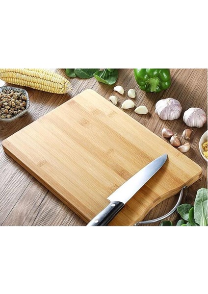 Metal Tutacaklı Lüx Bambu Kesme Tahtası 32X22 cm 1 Adet modelleri