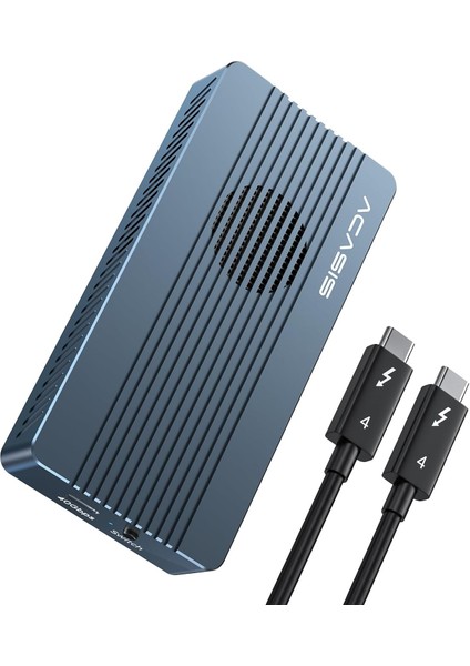 TBU405PRO M1 Thunderbolt 4 40Gbps, Intel JHL7440 Chipset, Max. 8TB M.2 NVMe 2280 Uyumlu, Uplink Desteği, Fanlı, On/Off Fan Butonu, Vidasız Montaj, Alüminyum Type-C Disk Kutusu