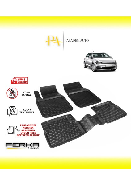 Volkswagen Polo 6 2017-2021 Uyarlanabilir Havuzlu Paspas