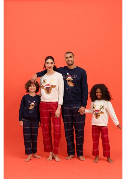 Kadın Deer New Year Pijama Takımı Kırmızı fırsatları