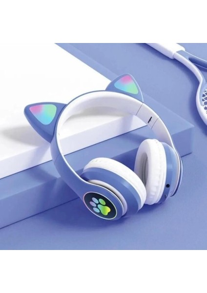 Kedi Figürlü Bluetooth Kulaklık Mavi Renkli fiyatları