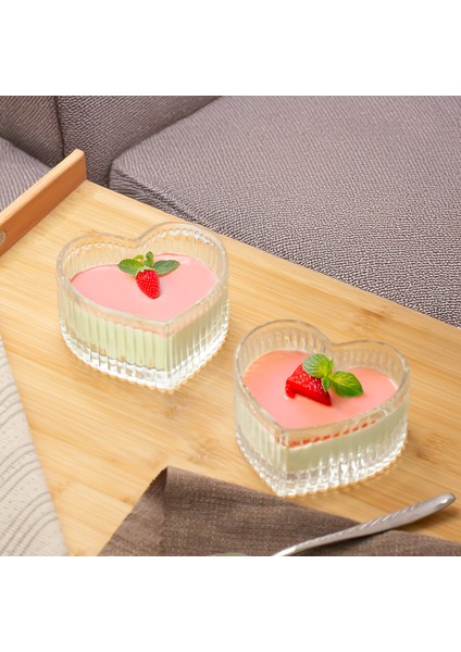 Neomi 4'lü Kalpli Magnolia Çerezlik Sunumluk Cam Kase Seti 150ML