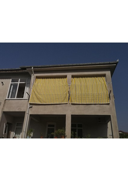 Her Ölçüde Enxboy Seçenekli Bağcıklı Çizgili Balkon Perdesi Balkon Brandası fiyatları