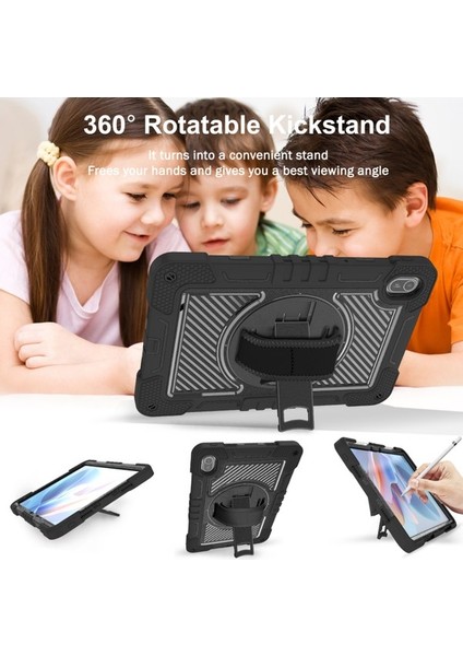 Huawei Matepad Se 11 2024 Için Tablet Kılıfı Silikon + Pc Stand Omuz Askısı ile Darbeye Dayanıklı Kapak-Siyah (Yurt Dışından)