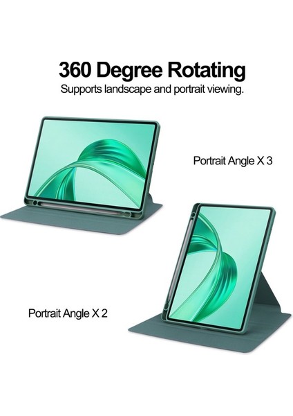 Honor Pad X8A Kılıfı 360&#176; Döner Stand Pu Deri+Akrilik Tablet Kılıfı Klaviz -Siyahımsı Yeşil (Yurt Dışından)