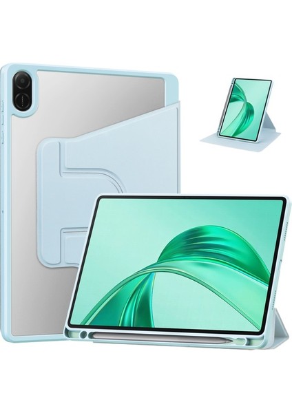 Honor Pad X8A Kılıfı 360&#176; Döner Stand Pu Deri+Akrilik Tablet Kılıfı Klaviz -Siyahımsı Yeşil (Yurt Dışından)