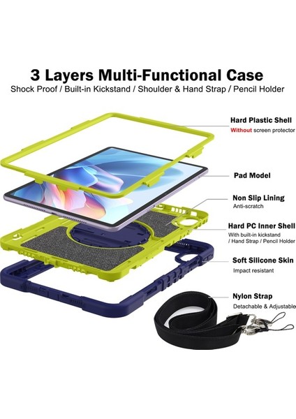 Huawei Matepad 11.5 S Kılıf Için Silikon + Pc Stand Omuz Askılı Tablet Kılıfı-Lacivert + Yeşil (Yurt Dışından) indirimleri