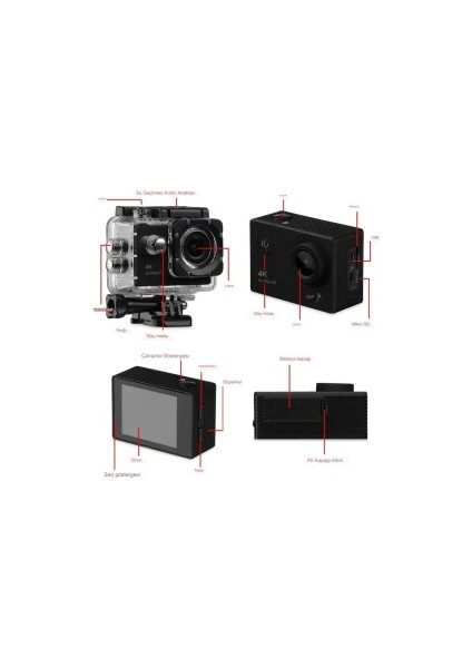 Holatec 4K Ultra Hd Çok Fonksiyonlu Profesyonel 1080P Wifi Kamera Spor Kamera Mini Akıllı Su Altı fiyatları