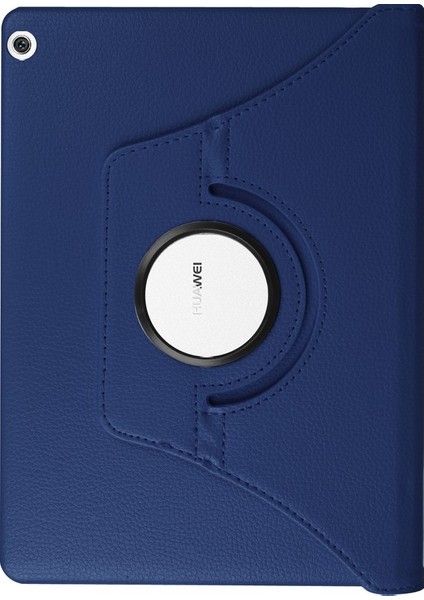 Huawei Mediapad M3 10 Litchi Akıllı Pu Deri Döner Stand Koruyucu Kapak ile Elastik Bant-Koyu Mavi (Yurt Dışından)
