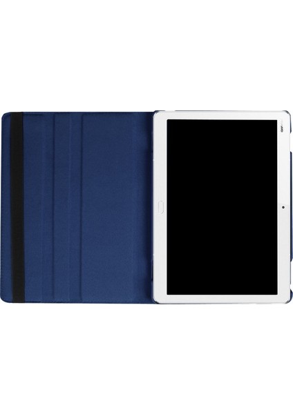 Huawei Mediapad M3 10 Litchi Akıllı Pu Deri Döner Stand Koruyucu Kapak ile Elastik Bant-Koyu Mavi (Yurt Dışından)