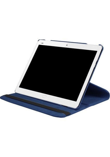 Huawei Mediapad M3 10 Litchi Akıllı Pu Deri Döner Stand Koruyucu Kapak ile Elastik Bant-Koyu Mavi (Yurt Dışından)