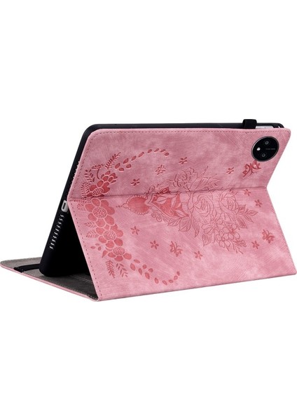 Huawei Matepad Pro 11 2022 Pu Deri Folio Flip Kart Tutucu Kabuk Baskılı Tablet Standı Kılıf-Pembe (Yurt Dışından)