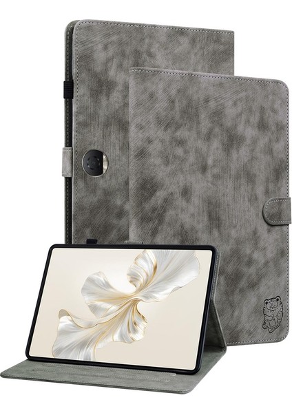Honor Pad 9 Kılıf Için Kaplan Desenli Pu Deri Kaymaz Koruyucu Tablet Kapağı-Kahverengi (Yurt Dışından)