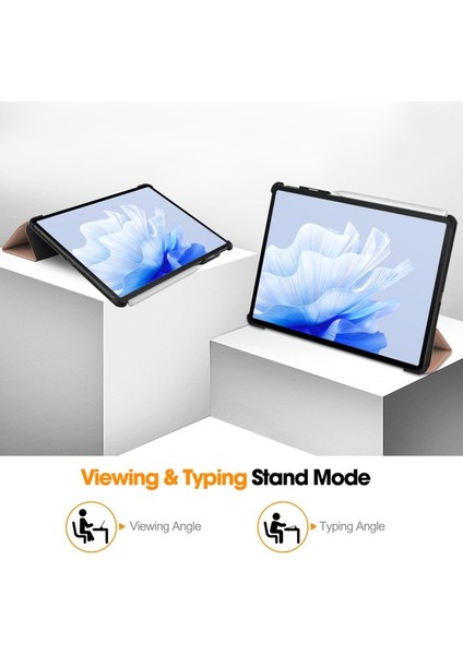 Tablet Kılıfı Huawei Matepad Air 11.5 Inç 2023 Üç Katlı Stand Otomatik Uyku/uyandırma Pu Deri Tam Koruyucu Kapak-Gül Altın (Yurt Dışından) modelleri
