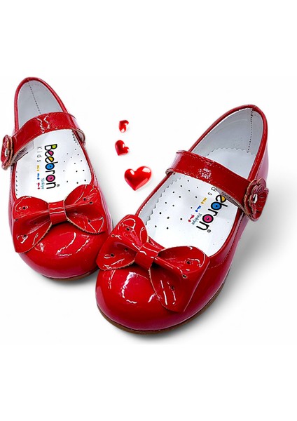 Ortopedik Kız Babet Bebek Balerin Ayakkabısı Glossy Series Yf2502 Rugan Kırmızı 23 modelleri
