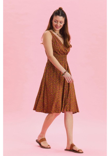 Bohem Tarz Kruvaze V Yaka Elbise