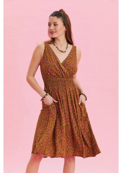 Bohem Tarz Kruvaze V Yaka Elbise fiyatları