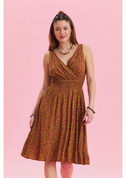 Bohem Tarz Kruvaze V Yaka Elbise fırsatları