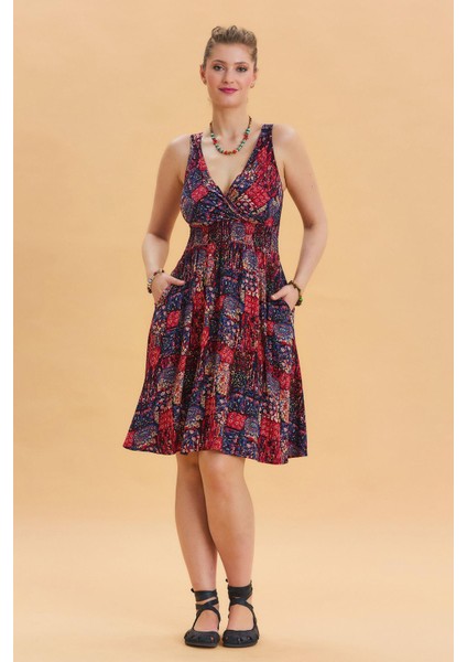 Bohem Tarz Kruvaze V Yaka Elbise