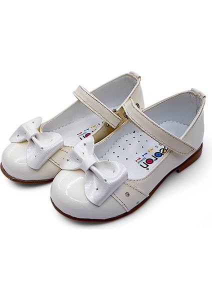 Ortopedik Kız Babet Bebek Balerin Ayakkabısı Glossy Series Yf2502 Rugan Kirli Krem 21