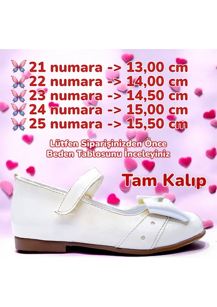 Ortopedik Kız Babet Bebek Balerin Ayakkabısı Glossy Series Yf2502 Rugan Kirli Krem 21