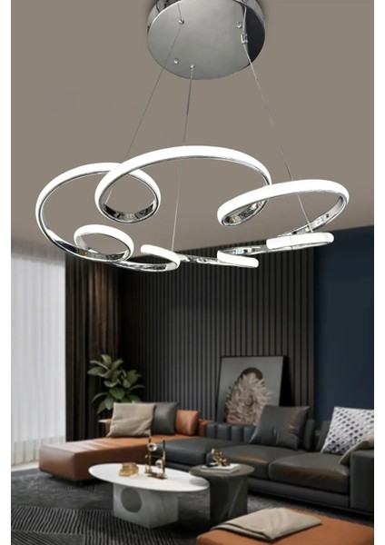 Florya Modern Sarkıt Salon, Oturma Odası, Mutfak LED Avize - 3 Renk Kumandalı