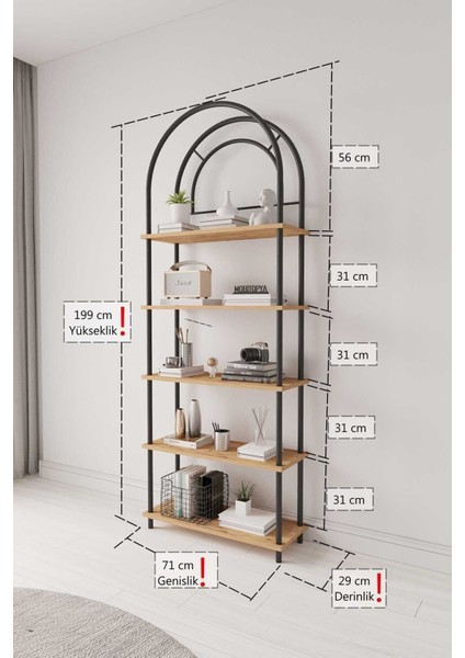 Çevir Kur Bohem Dekoratif Çok Amaçlı Raf Dolap Atlantik Çam 199*71*29 cm