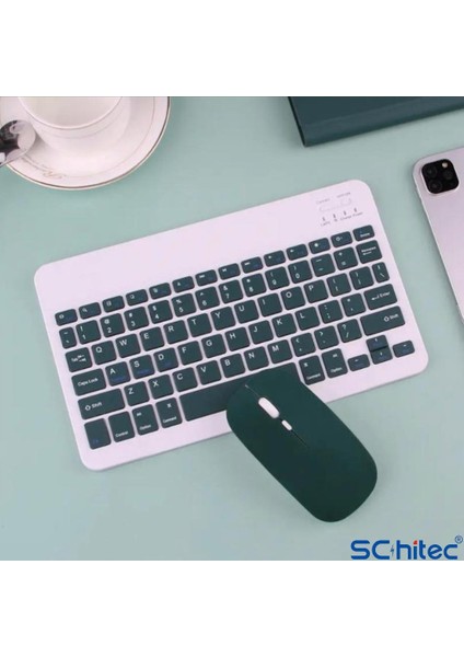Kablosuz Klavye ve Mouse Set Type-C Şarjlı Bluetooth 2.4g Bağlantlılı Pembe