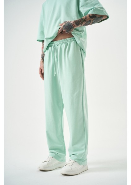 Erkek Basic Baggy Eşofman Altı Su Yeşili
