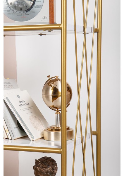 Demeter Dekoratif Raf Mobilya Kitaplık Dekoratif Metal Mobilya Gold 4 Raflı Kitaplık fırsatları