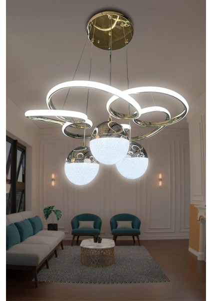 Florya Modern Sarkıt 3 Toplu Powerled Ledli Avize - 3 Renk Kumandalı