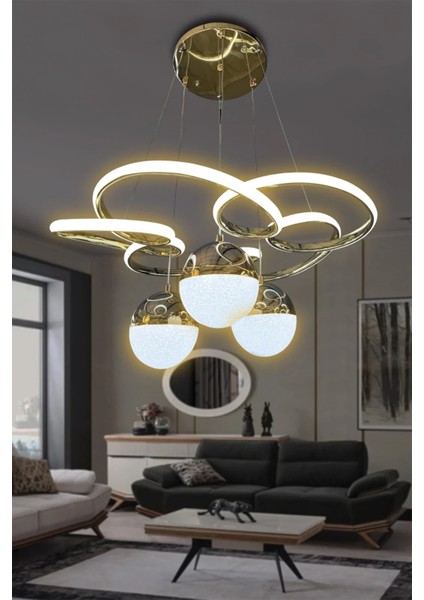 Florya Modern Sarkıt 3 Toplu Powerled Ledli Avize - 3 Renk Kumandalı