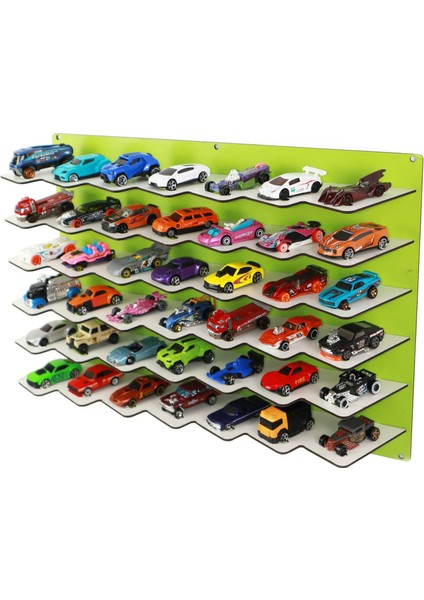 42 Araçlık Ahşap Duvar Rafı ( Hotweels ve Matchbox )