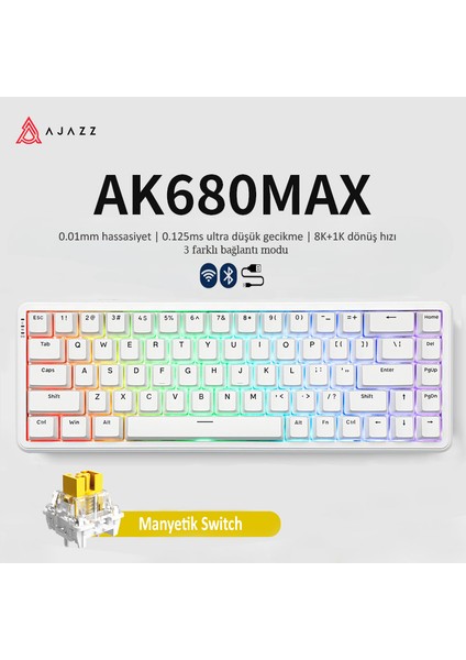 AK680 Max - Kablosuz - Manyetik Switch Oyun Klavyesi