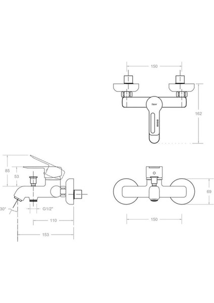Kare Limra Serisi Mix Banyo Bataryası Musluğu fiyatları