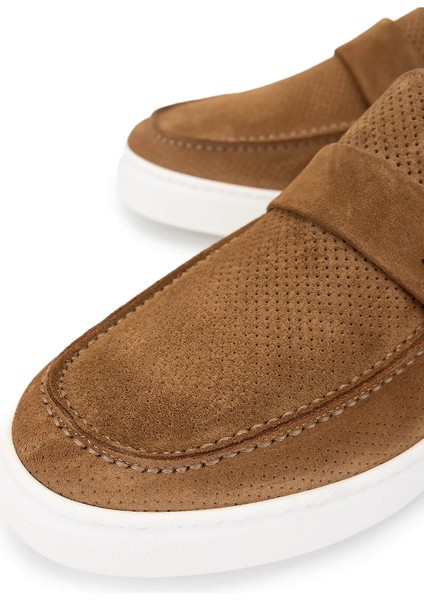 Erkek Deri Taba Süet Loafer Ayakkabı 1100 B349-18 Erk Ayk Y25 Tabacco Suet modelleri