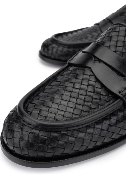Erkek Deri Siyah Loafer Ayakkabı 99 55713 Erk Ayk Y25 Sıyah Orgu modelleri