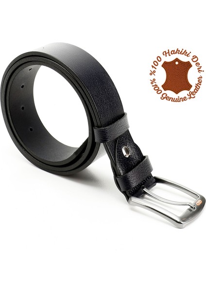 Erkek Lacivert Antik Deri 4 cm Kot Kemeri